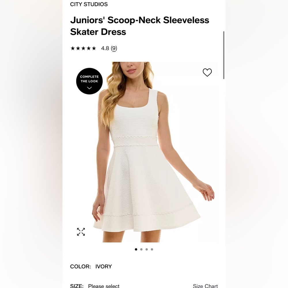 City Studios sleeveless skater dress ivory size 10/12 NWT